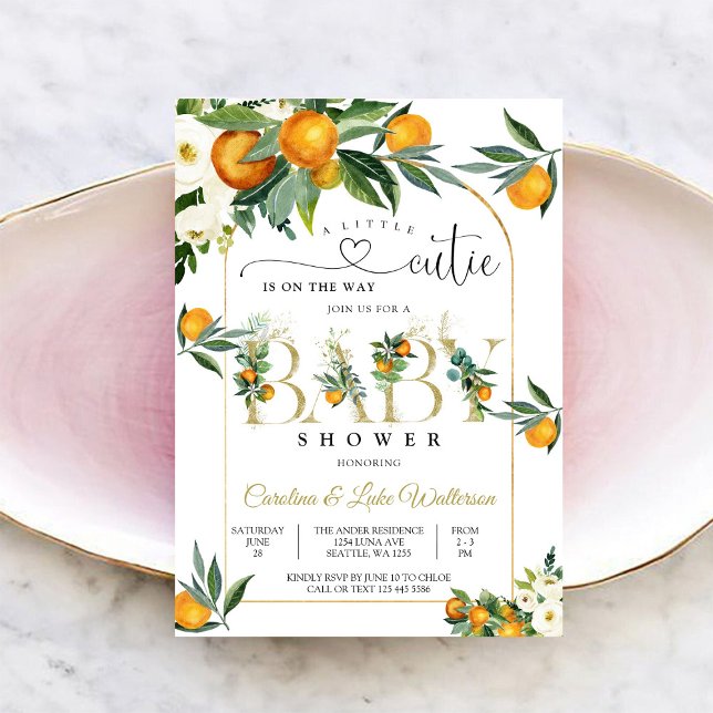 Convites Citrus Botanical Baby Shower Invitation (Criador carregado)