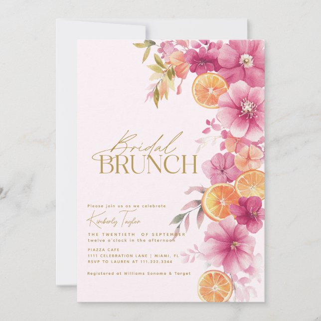 Convites Citrus Bridal Brunch Bright Florals Lemon (Frente)