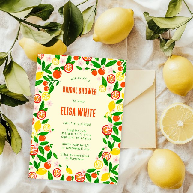 Convites Citrus Celebration CUSTOM Summer BRIDAL SHOWER (Citrus Celebration CUSTOM Summer Hand-drawn BRIDAL SHOWER Invitation
)