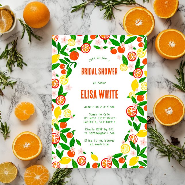 Convites Citrus Celebration CUSTOM Summer BRIDAL SHOWER (Citrus Celebration CUSTOM Summer Hand-Drawn BRIDAL SHOWER Invitation
)