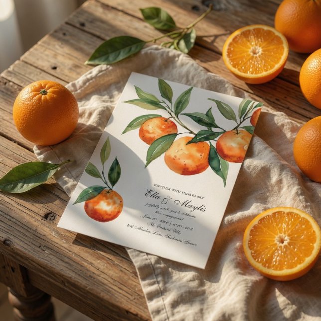 Convites Citrus Engagement | Mediterranean Orange (Criador carregado)