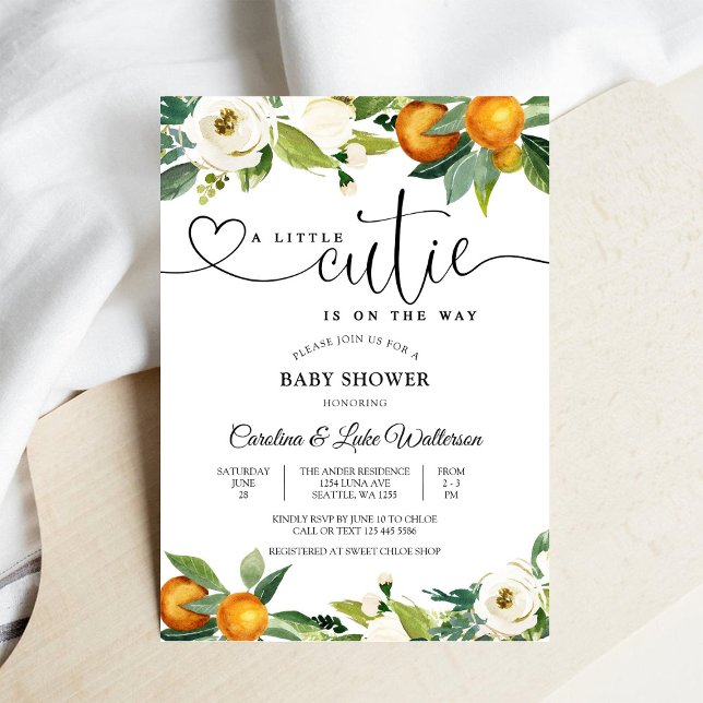 Convites Citrus Floral Baby Shower Invitation (Criador carregado)