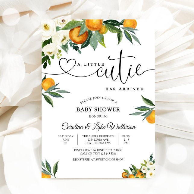 Convites Citrus Floral Baby Shower Invitation (Criador carregado)