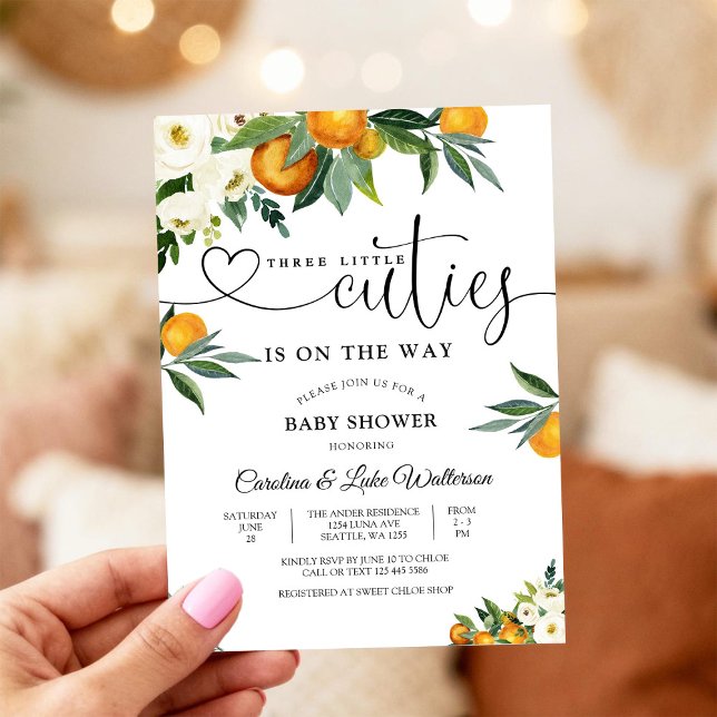 Convites Citrus Floral Baby Shower Invitation (Criador carregado)