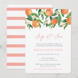 Convites Citrus fruta laranjas Sip and See Party, Baby Girl