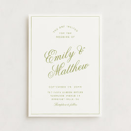 Convites Citrus Green Modern Script Wedding Invitation
