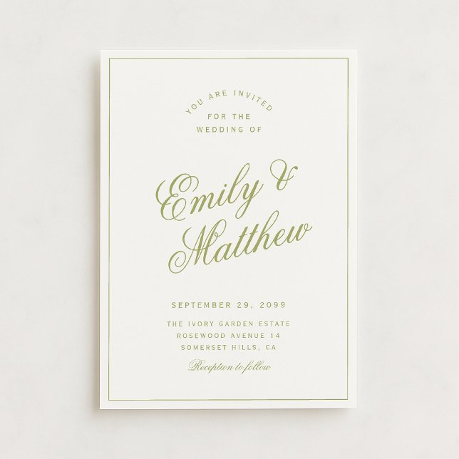 Convites Citrus Green Modern Script Wedding Invitation (Criador carregado)