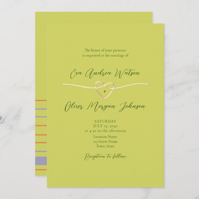 Convites Citrus Green Photo QR Code Wedding (Frente/Verso)