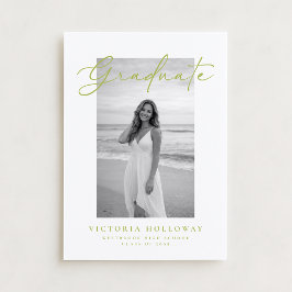 Convites Citrus Green Script Photo Graduation Announcement