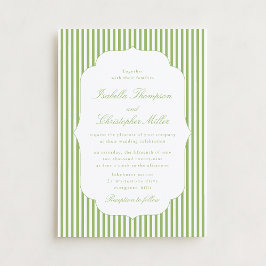 Convites Citrus-Green Striped Elegant Wedding Invitation