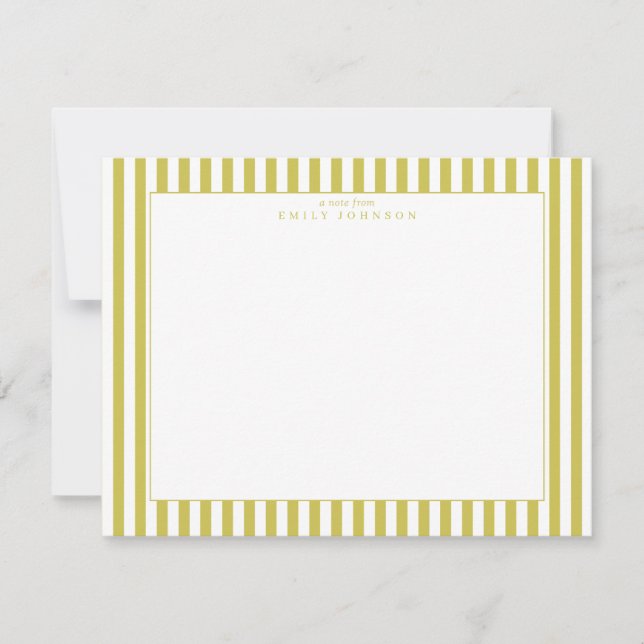 Convites Citrus Green Striped Note Card (Frente)