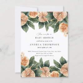 Convites Citrus Greenery | Chá de fraldas Floral Rosa