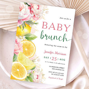 Convites Citrus Lemon Baby Brungirl Floral Rosa