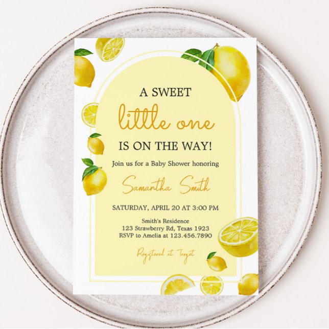 Convites Citrus Lemon Chá de fraldas (Sweet Little One Citrus Baby Shower Invitation)