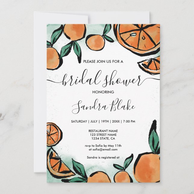 Convites Citrus Modern Watercolor Invitati (Frente)