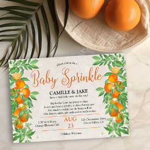 Convites Citrus Orange Little Cutie Neutro Baby Sprinkle