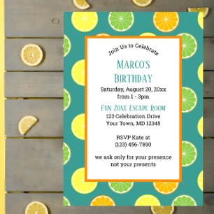 Convites Citrus Slices All Occasion Blue Party