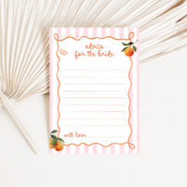 Convites Citrus Spritz Pink Stripes Bridal Advice Card