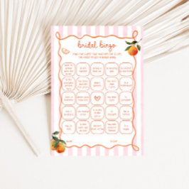 Convites Citrus Spritz Pink Stripes Bridal Bingo Card