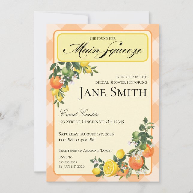 Convites Citrus Themed Bridal Shower Invitation (Frente)