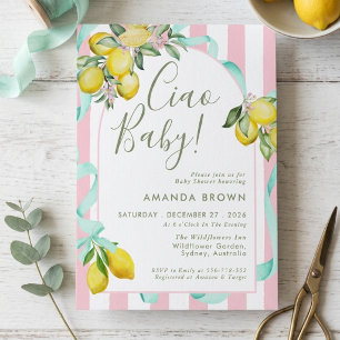Convites Citrus Verão Limão Arco Italiano Tchau Bebê Chuvei