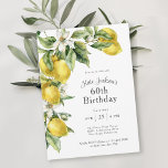 Convites Citrus Watercolor Lemons 60º Aniversário<br><div class="desc">Este belo templo mediterrânico 60º convite de aniversário exude encanto rústico. Apresenta um arranjo cascata de limões de aquarelas frescas em amarelo-cítrico e verde com flores brancas. Faz uma bela escolha para celebrações de aniversário em qualquer idade e tem um esquema de cores brilhante e alegre evocando felicidade e alegria....</div>