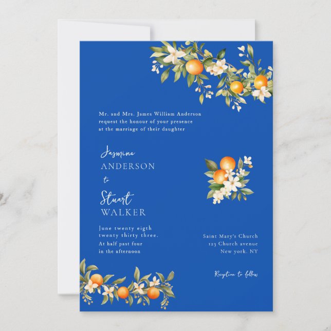 Convites citurs  and blue Wedding  QR Code Invitation (Frente)