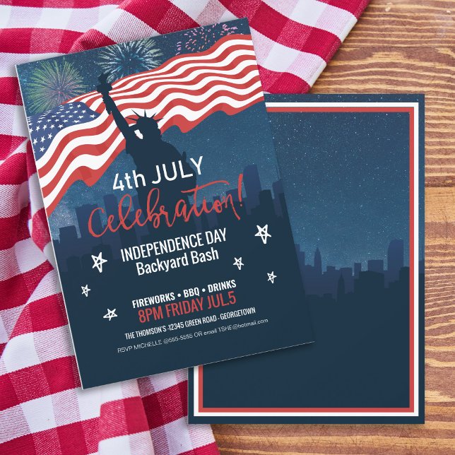 Convites City Skyline Independence Day ID6558 (Front/Back In Situ)