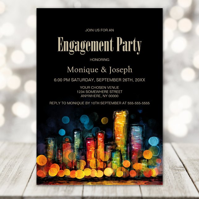 Convites Cityscape Engagement Party (Criador carregado)