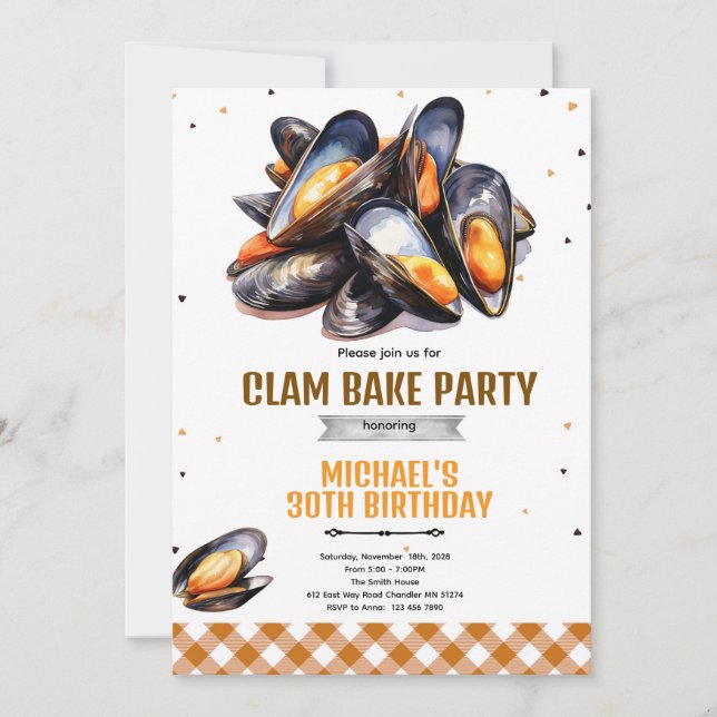 Convites Clam Bake Birthday Party Invitation (Frente)