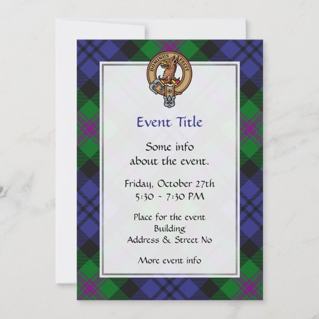 Convites Clan Baird Crest sobre Tartan (Frente)