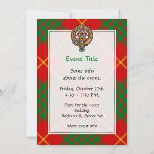 Convites Clan Cameron Crest sobre Tartan