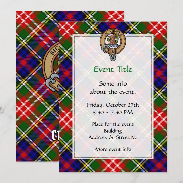Convites Clan Christie Crest over Tartan (Frente/Verso)