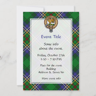 Convites Clan Cockburn Crest sobre Tartan
