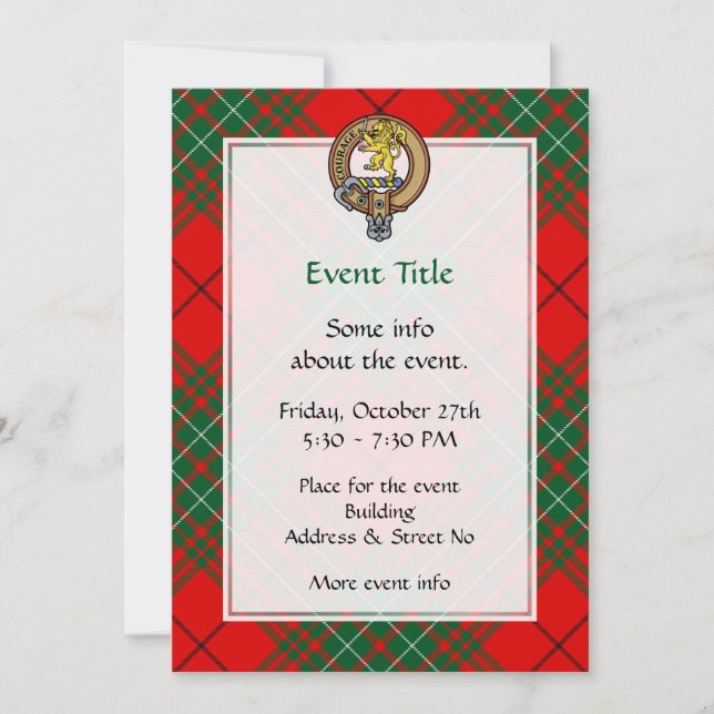 Convites Clan Cumming Crest sobre Tartan (Frente)