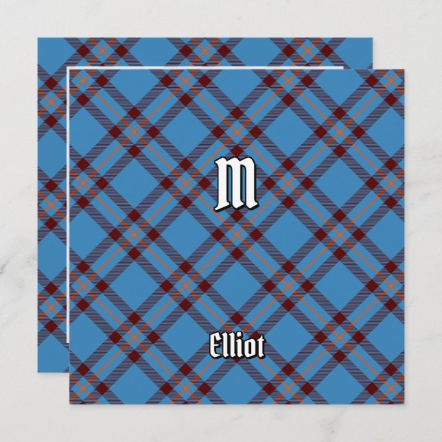 Convites Clan Elliot Antigo Tartan (Frente/Verso)