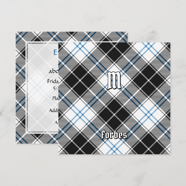 Convites Clan Forbes Vestido Tartan (Frente/Verso)