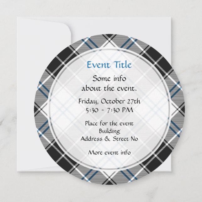 Convites Clan Forbes Vestido Tartan (Verso)