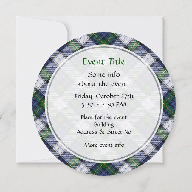 Convites Clan Gordon Dress Tartan Invitation (Verso)