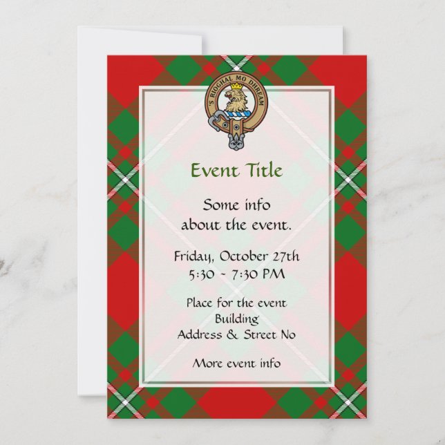Convites Clan Gregor Crest sobre Tartan (Frente)