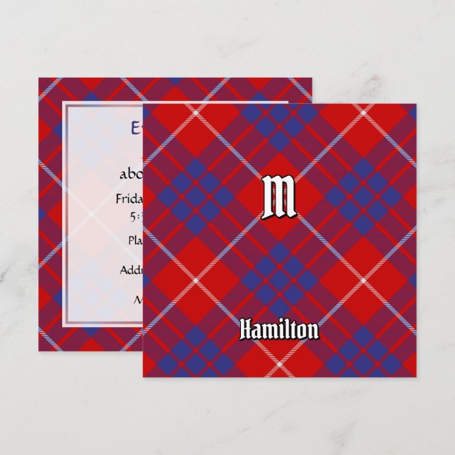 Convites Clan Hamilton Red Tartan (Frente/Verso)