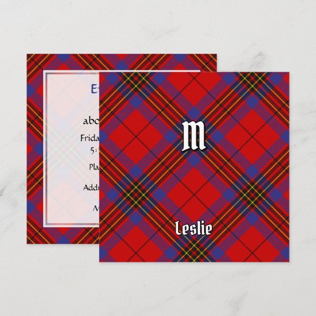 Convites Clan Leslie Red Tartan (Frente/Verso)