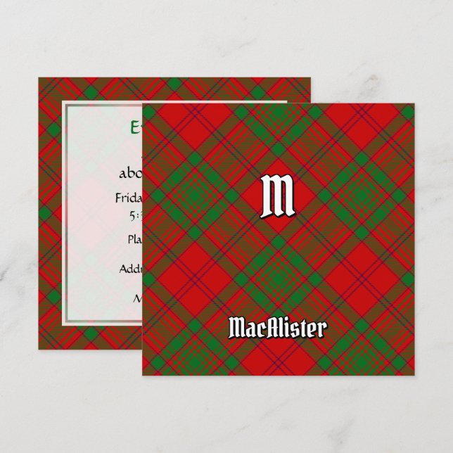 Convites Clan MacAlister de Glenbarr Tartan (Frente/Verso)