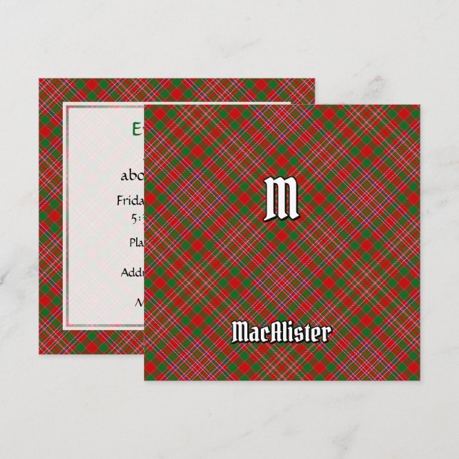 Convites Clan MacAlister Tartan (Frente/Verso)