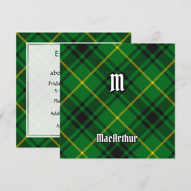Convites Clan MacArthur Tartan (Frente/Verso)