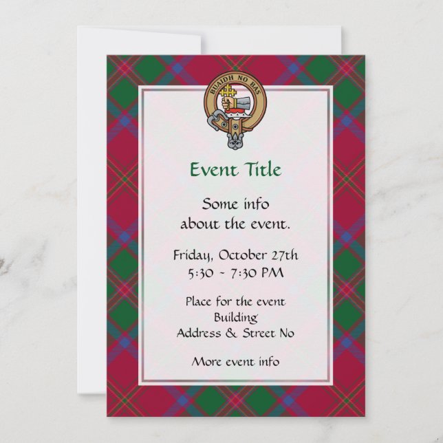Convites Clan MacDougall Crest sobre Tartan (Frente)