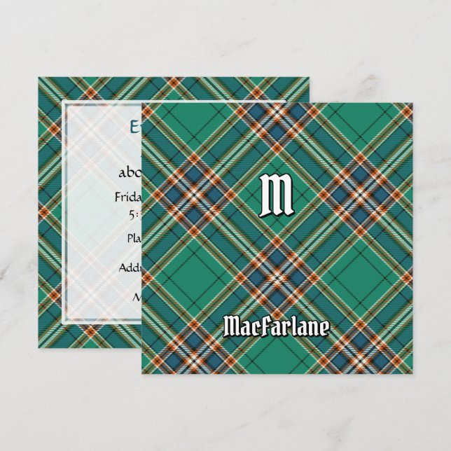 Convites Clan MacFarlane Caça Antigo Tartan (Frente/Verso)