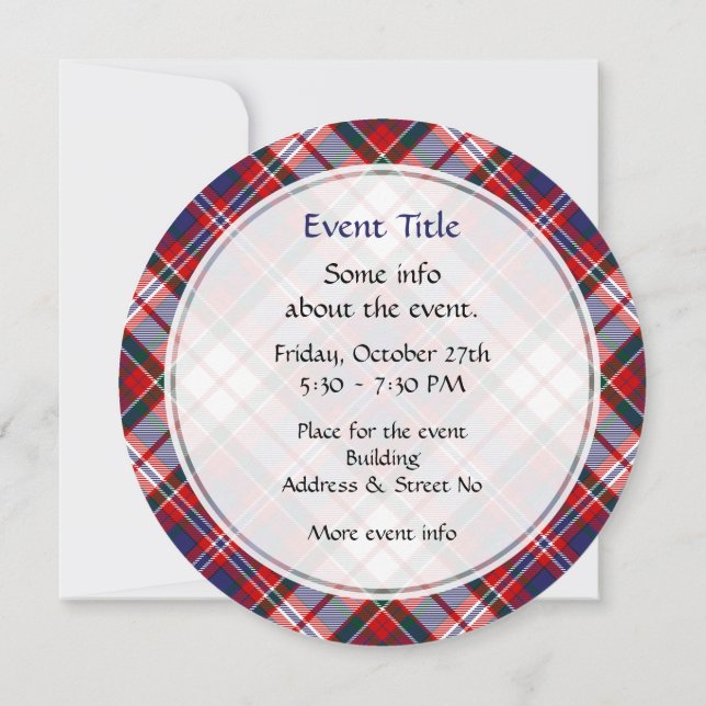 Convites Clan MacFarlane Dress Tartan (Verso)