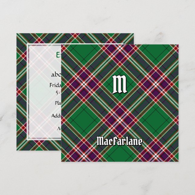 Convites Clan MacFarlane Modern caçando Tartan (Frente/Verso)