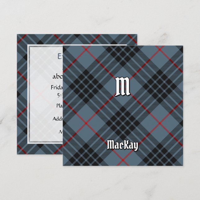 Convites Clan MacKay Blue Tartan (Frente/Verso)